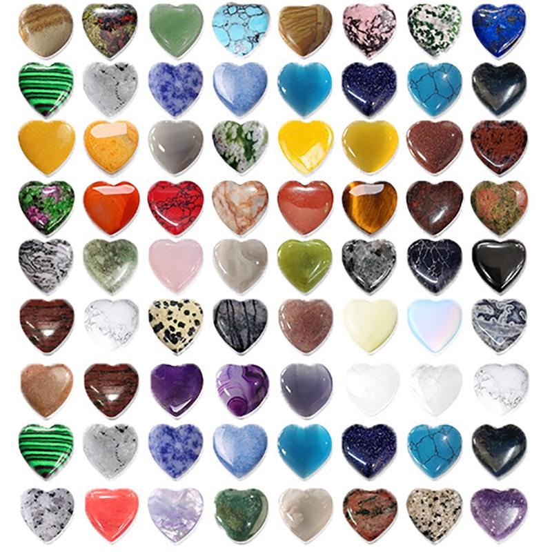 10pcs Natural Quartz Love Heart Gemstones Chakra Healing Crystals Agate Mineral Specimens For Home Bedroom & Office Decor