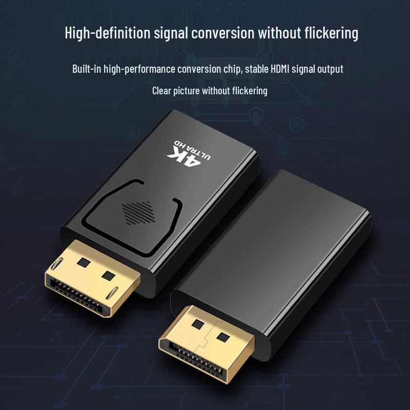 4K DP to HDMI Adapter: High-Def Video Converter, DP Male to HDMI Female, Syncs Audio/Video, Driver-Free