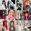 Parrucche Sintetiche Lisce con Frangia Capelli Lunghi Setosi Resistenti al Calore Parrucca Completamente Meccanica Parrucca per Cosplay Festa per Donne alla Moda