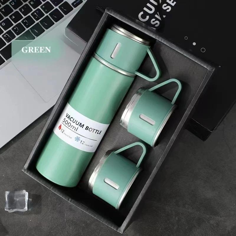 500ML 304 Stainless Steel Vacuum Thermos Bottle Gift Set Thermal Water Bottle Office Business Style Coffee Cup Thermos Drinkware