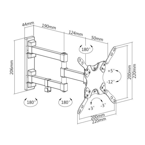 Schwenkbare LCD-TV-Halterung für 13- bis 42-Zoll-Fernseher, AQ VisiON