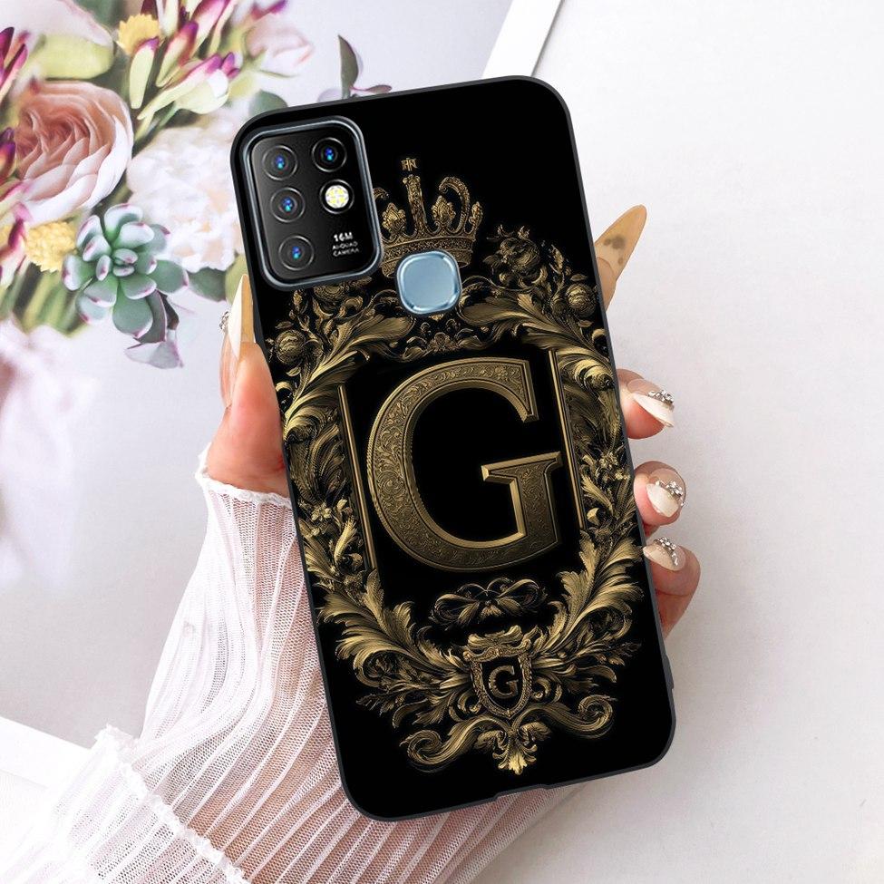 Für Infinix Hot 10 Hülle Cover Luxus A-Z Buchstaben 2D Bemalter Silikon Stoßfänger Für Infinix Hot10 X682B X682C Gehäuse