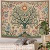 Boho Tree Of Life Tapestry, Sun Flower Botanical Wall Hanging, Aesthetic Mandala Style Tapestry For Bedroom Living Room Decor