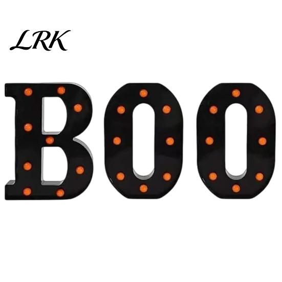Light Up Letters 3 Pcs Halloween Boo with LED Light, Indoor Marquee Durable Plastic Letter Lights BOO Sign for Home Kitchen Fireplace Party