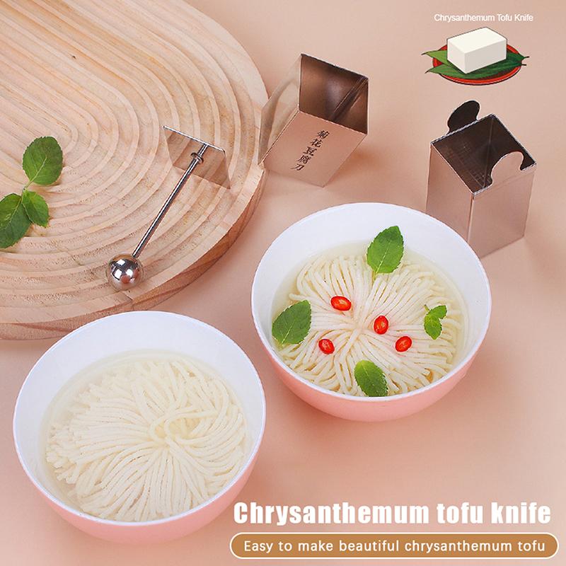 Kreative Edelstahl Tofu Zerkleinerungsform DIY Manueller Tofu Schneider Halter Schneller Schneider Chrysanthemen Tofu Schneidewerkzeug