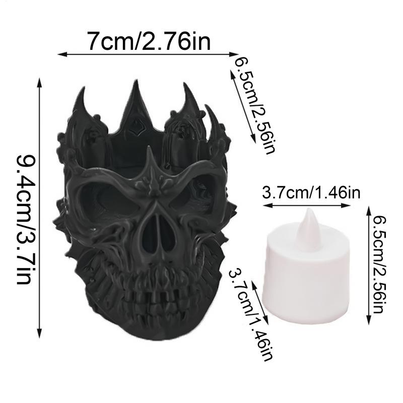 Skull Candle Holder Halloween Decorations Spooky Tealight Cup Gothic Decor Resin Candlestick Crafts for Party Halloween