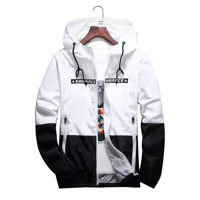 Jarní a podzimní móda Color Blocking Pánská bunda Ležérní Trend Tenká Studentská Větrovka Bunda Bunda s kapucí Top