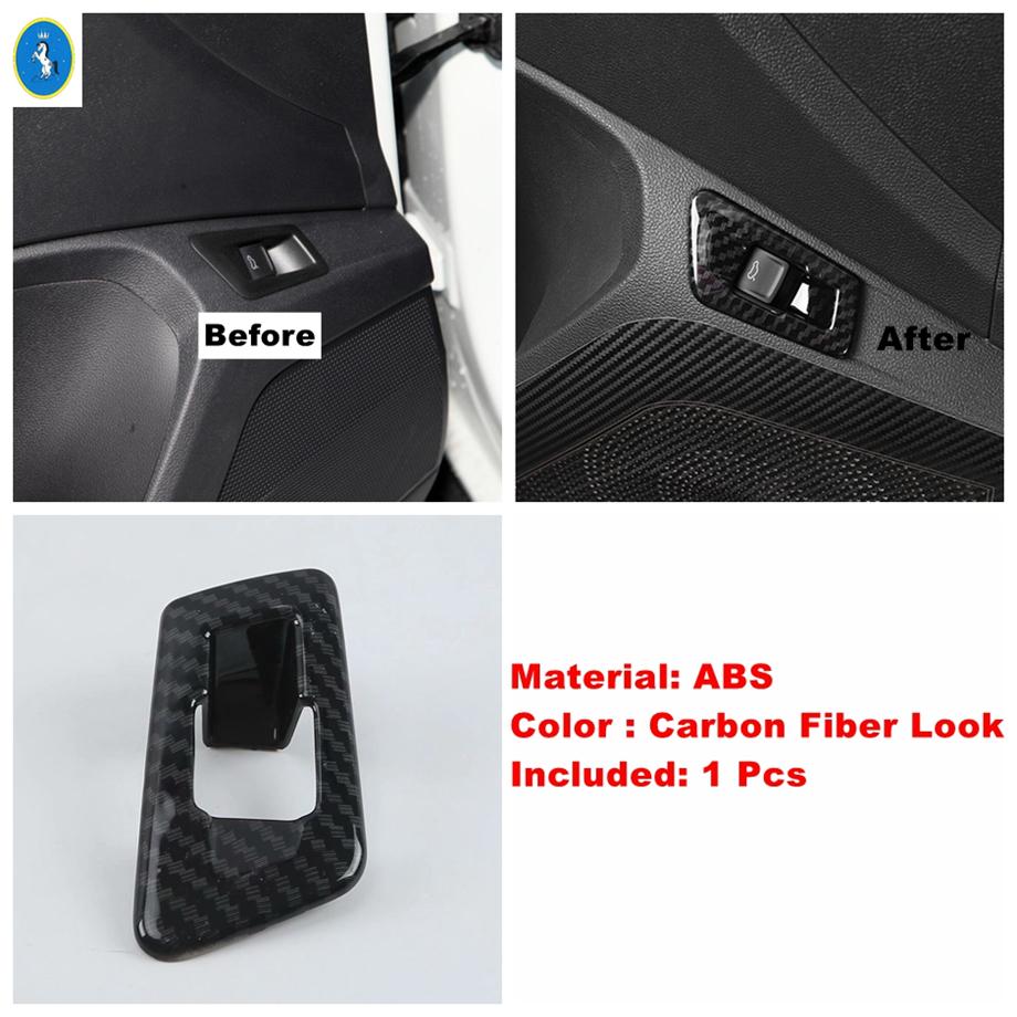 Car Accessories Window Lift Button / Water Cup / Pillar A Speaker Cover Trim For Volkswagen T-Roc T Roc 2018 - Carbon Fiber