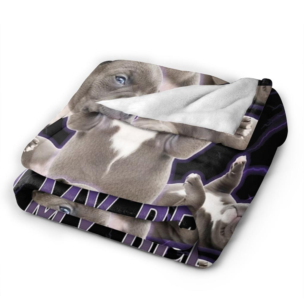 Funny Pibble Meme Wash My Belly Blanket Multi-size Warm Cozy Fluffy Throw Blankets for Couch Sofa and Bed