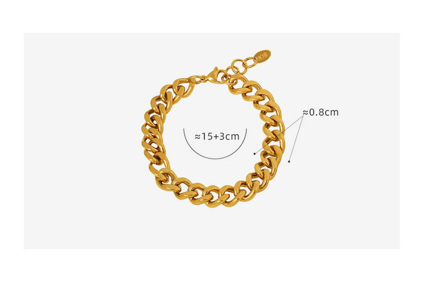 French Light Luxury Geometric Chunky Chain Bracelet, Gold-Plated Titanium Steel, Unique Design Jewelry Accessory