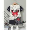 Children's Casual Set: Summer Boys' Fashionable Printed Short-Sleeve Shirt and Shorts Set
