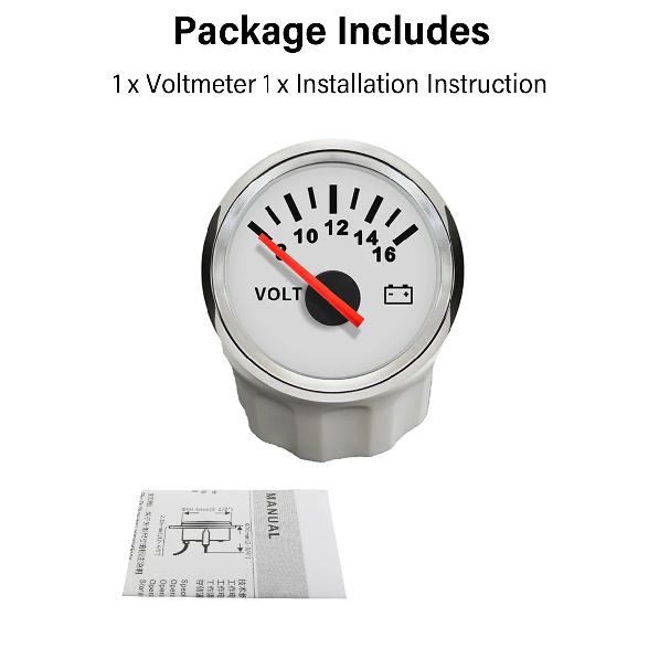 New 52mm Waterproof Voltmeter Universal Volt Gauge Meter 8-16V 16-32V with Red Backlight For Boat Automobile Yacht