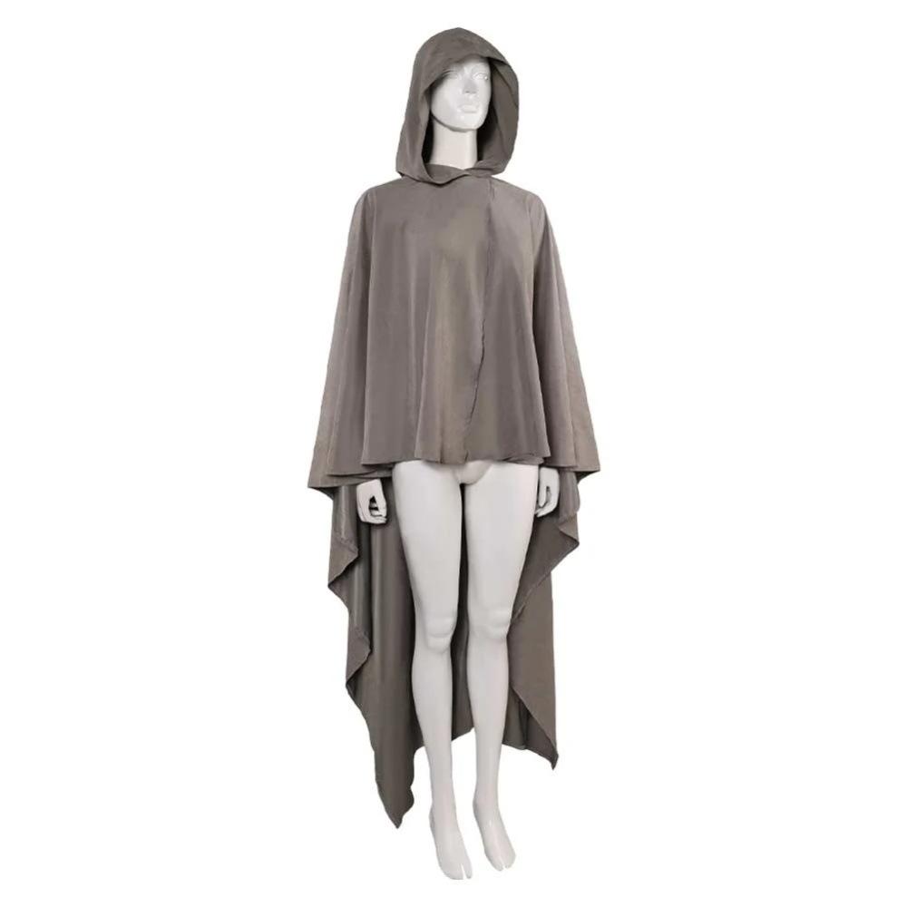 Star Wars Rey Cosplay Hooded Cape Halloween Costume Cloak Adult Kids