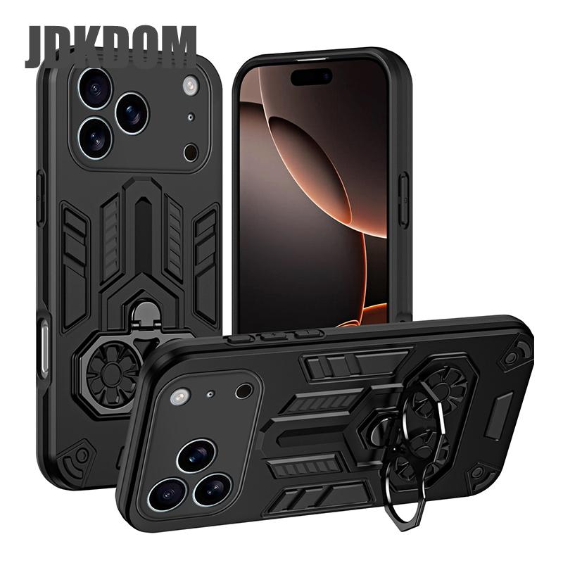 

JDKDOM Shockproof Ring Bracket Case For iPhone 17 Air 16 15 Pro Max Cover For iPhone 16 15 Plus iPhone 15 чорний