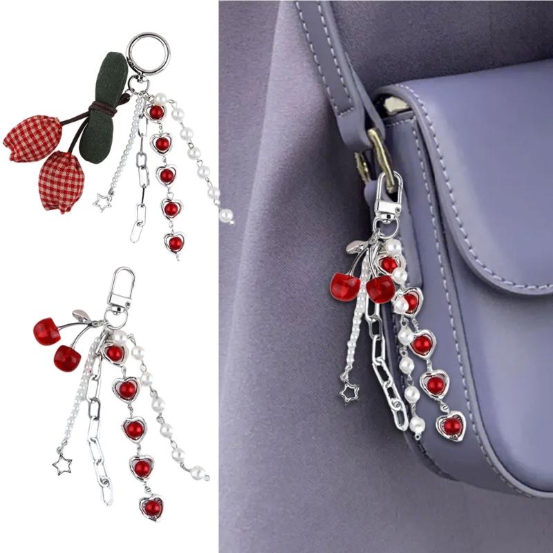 Cherry Shape Keychain Fashion Keyring Pendant Car Key Chain Hanging Ornaments Keyholders Bag Pendant Charm Decorations