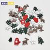 50pcs Christmas Natural Wooden Chip Santa Claus Snowflake Christmas Tree Hanging Ornament Pendant Christmas Decoration DIY Craft