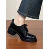 Sheepskin Version~ British Style Retro Platform Loafers Women's 2025 New Versatile Round Head Lace-up Thick Heel Small Leather Shoes