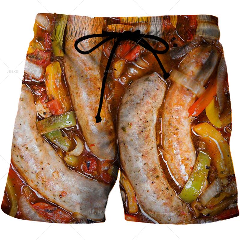 Summer 3D Food Graphic Print Shorts Fashionable Casual Beach Men's Shorts