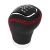 Manual Gear Shift Lever Knob Shifter Head Universal 5 6 Speed Artificial Leather Red Stitching with Replaceable Paster