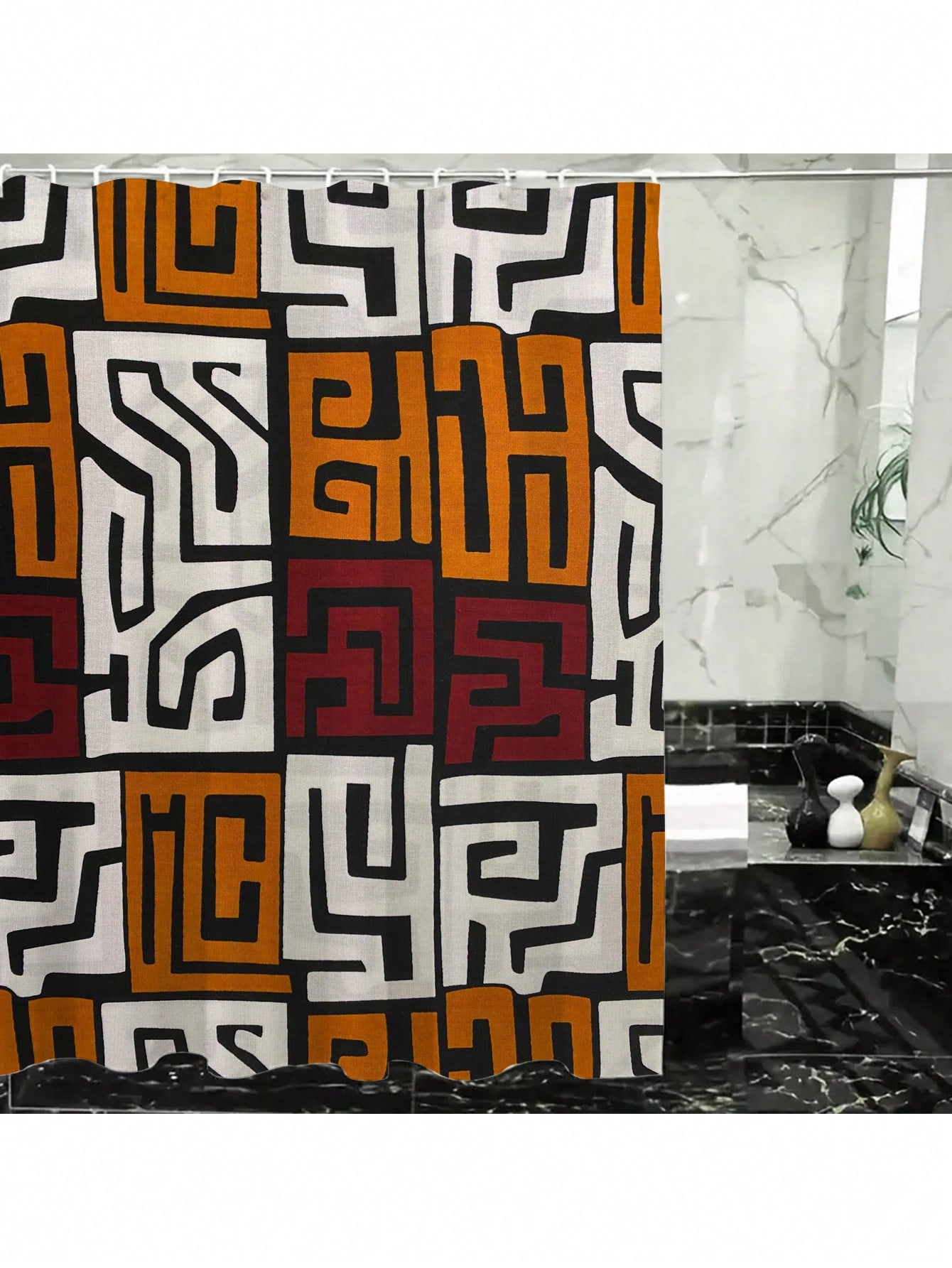 

Bold Geometric Shower Curtain: Embrace the Modern Maze Design, Soft Fabric, and Stylish Vibes for Your Trendy Bathroom W90XH180cm