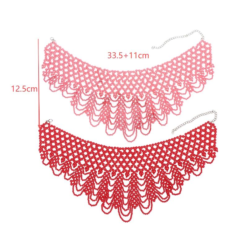 Imitation Perlen Falscher Kragen Halskette Hohl Design Imitation Perlen Latz Halskette Mehrschichtig Abnehmbarer Kragen Kleid Zubehör