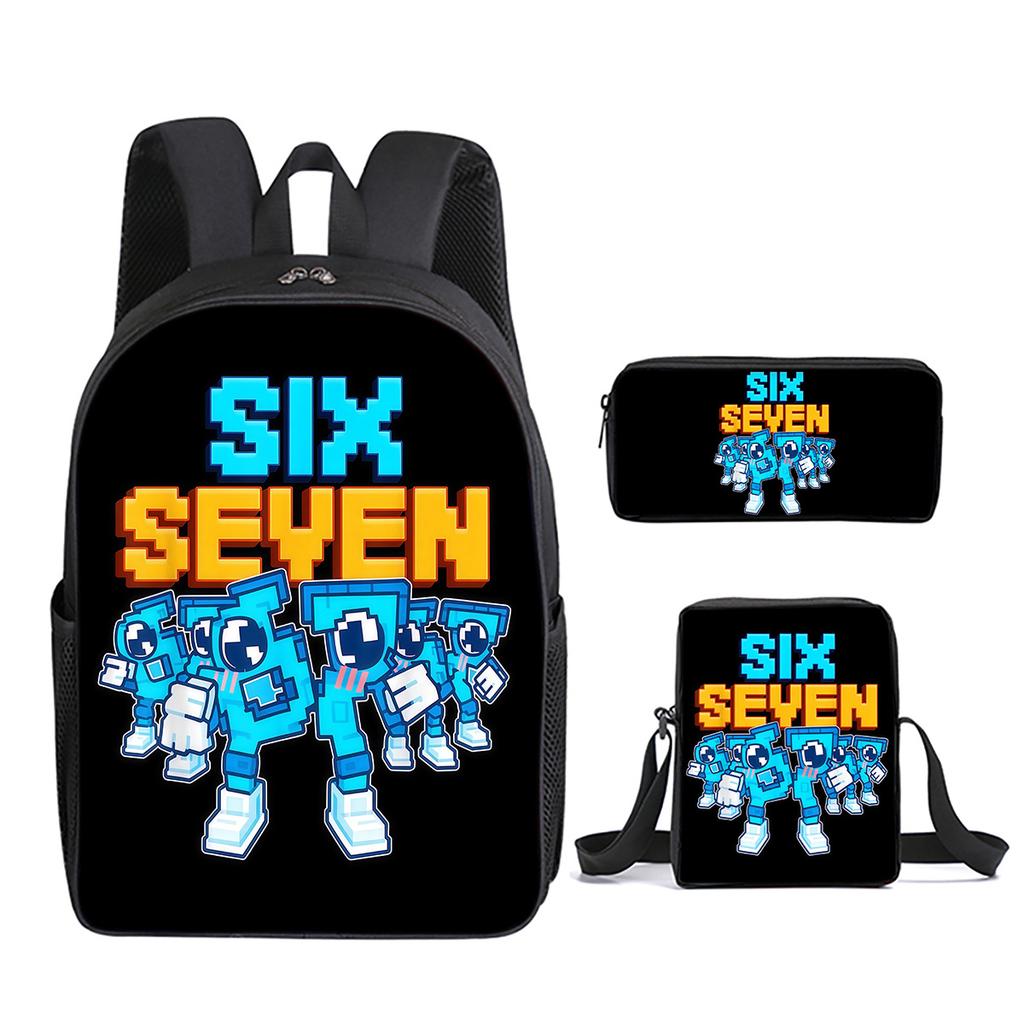 Fashion Novelty 67 Six Seven 3D Print 3pcs/Set Pupil School Bags Laptop Daypack Backpack Inclined Shoulder Bag Pencil Case
