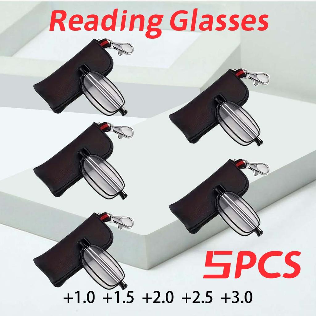 5PCS Portable Folding Reading Glasses with Storage Bag Anti-Blue Light Anti-Radiation Glasses Presbyopic Glasses for Women Me
