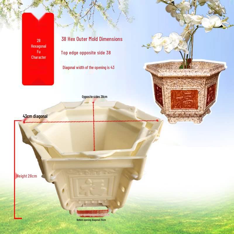 Extra Large Hexagonal Roman Column Cement Flower Pot Mold - Full Set DIY Model