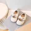 Baby Girls Walking Shoes Round Toes Non-slip Kids Flats Soft Sole 2025 New Girls Princess Shoes Solid Color Versatile Sweet Bows
