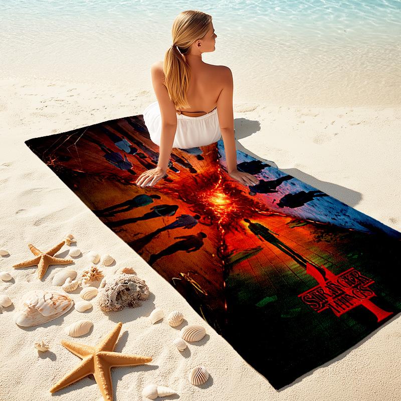Stranger Things Upside Down Beach Towel,quick Drying Absorbent Beach Toweloutdoor Sports Swimming Beach Towelsoft And Comfortable
