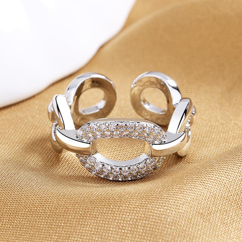 925 Sterling Silver HipHop Ring Open Adjustable Silver/Gold for Women Exquisite Student Girlfriend Jewelry Wedding Party GiftG