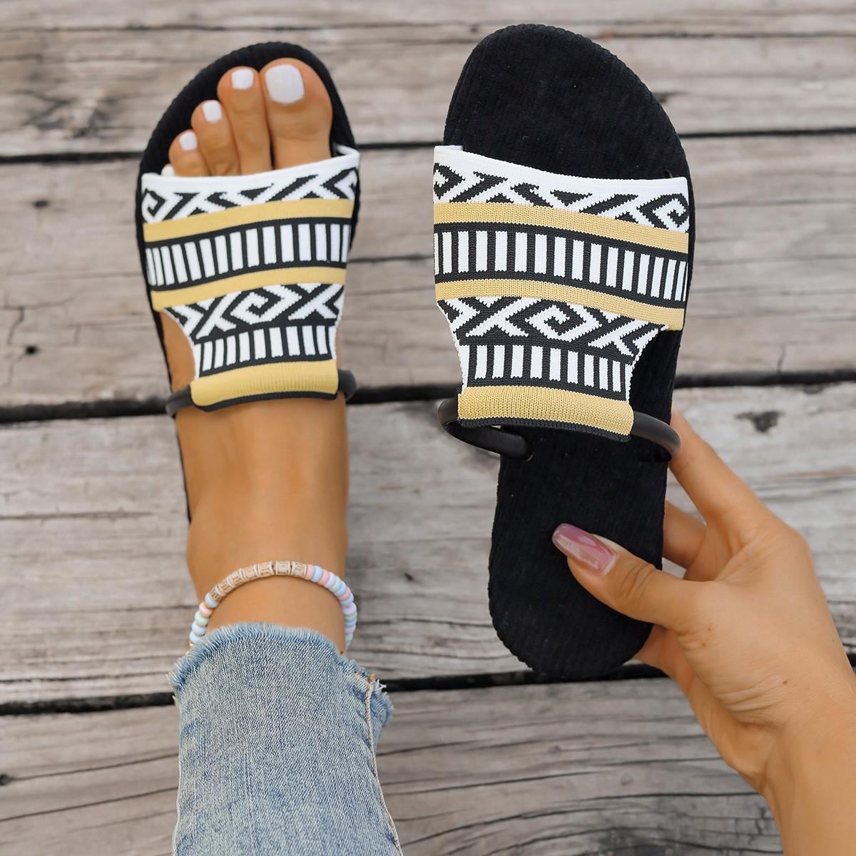 

Богемні плоскі капці з відкритим носком, жіночі літні нові модні верхній одяг, колір яких відповідає, стильні капці великого розміру, жіноче взуття, модне 43 чорний