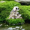 Skeleton Ornament Parent-Child Skull Fishing Design Hand-Painted Resin Figure Garden
