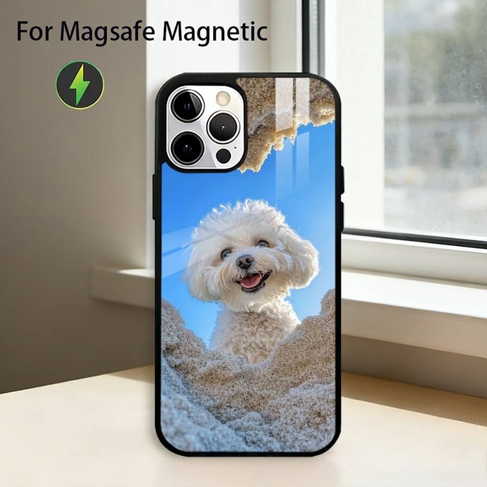 Cute Cartoon Bichon P-puppy Phone Case For iPhone17,16,15,14,13,12,11 Plus,Pro Magnetic with Magsafe Wireless Charging