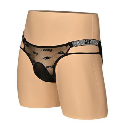 Guaina Pene Setosa Mutandine Uomo Rete Traspirante Vedo-Non-Vedo Diamante Vita Bassa Biancheria da Letto Sissy Nightclub Gaywear