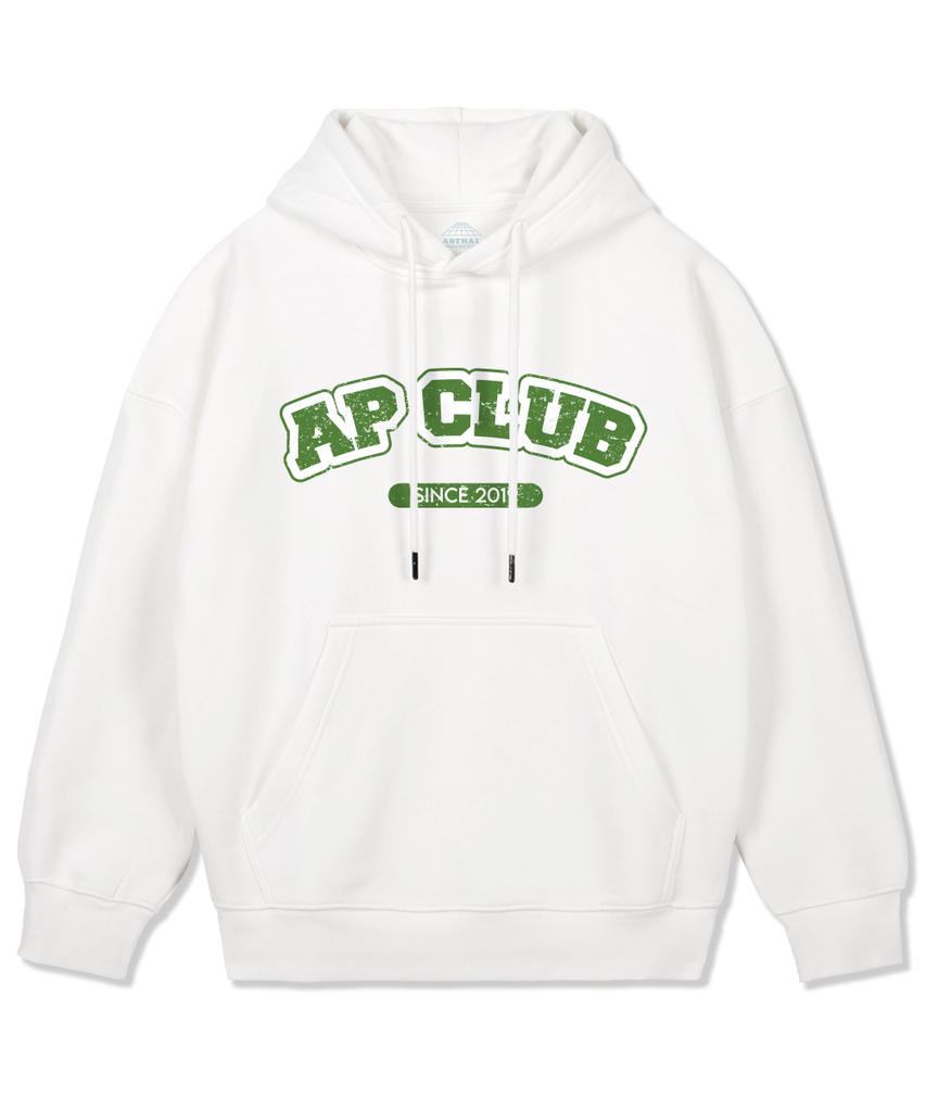 Ap Club Oversized Wide Shoulder Hoodie_White