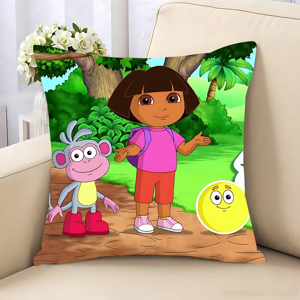 Klassische Animation Dora die Entdeckerin Kissenbezug Abnehmbar Waschbar Kissenbezug – Ganzjährig Weiches Leinen
