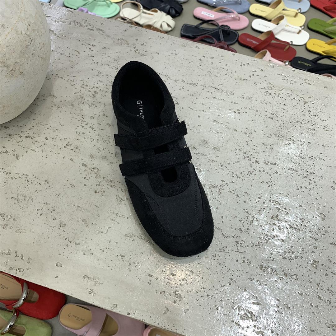 

Модные кроссовки-балетки IPPEUM для женщин 2025 Новая мода Черные Синие Розовые Балетки Плоская обувь 225 чёрный