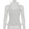 Lace Up Halter Ruffle Vest Top Slim Fit Women Camisole Comfortable Y2k Dot Crop Top  Female