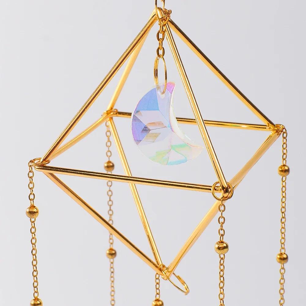 Rainbow Star Moon Wind Chimes Pendant Hanging Sun Catcher Prism Rainbow Maker Light Catcher Outdoor Window Garden Decoration