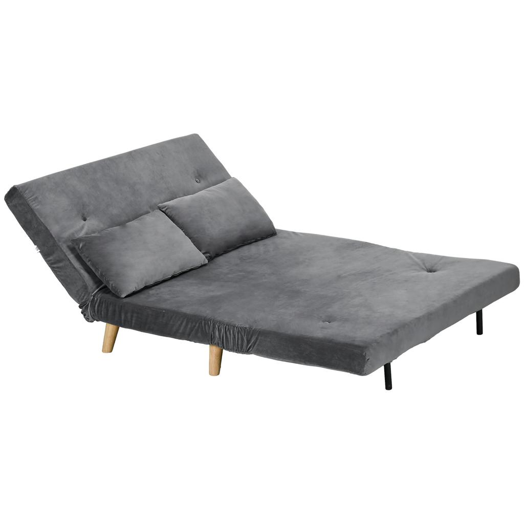 Sleeper Sofa Recliner Sofa Couch, Incl. 2 Cushions, Velvet Look, 130 X 78 X 79 Cm, Grey