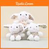 Delightful Floral Pattern Rabbit Plush Doll Keychain In Light Brown Green And Orange Colors