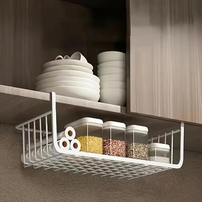 1pc Multipurpose Closet Storage Basket Hanging Basket Organizer Metal Hanging Basket for Kitchen Cabinet and Desk Home Organizer