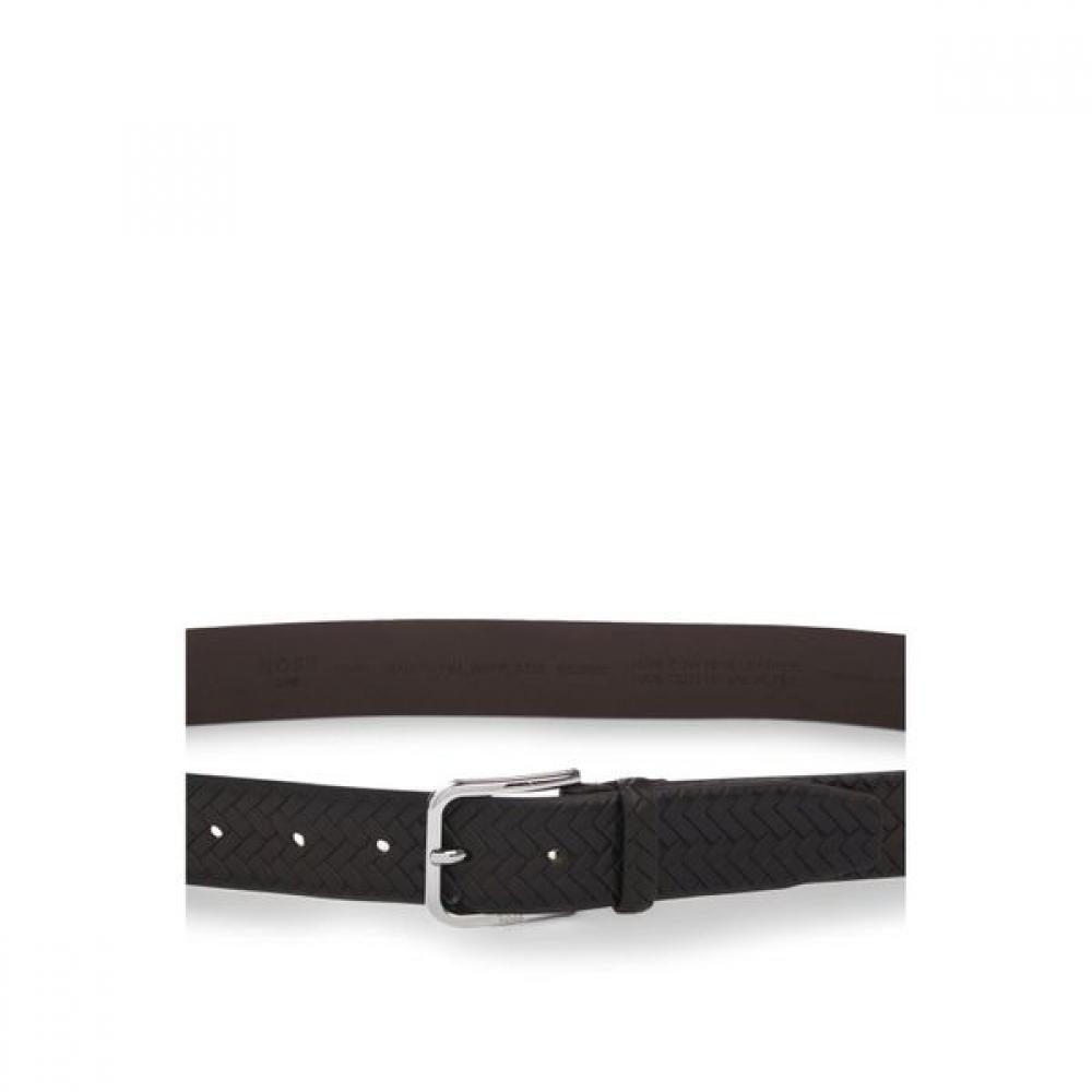 Boss Woven Leather Belt Dark Brown Pin Buckle 50560430205 