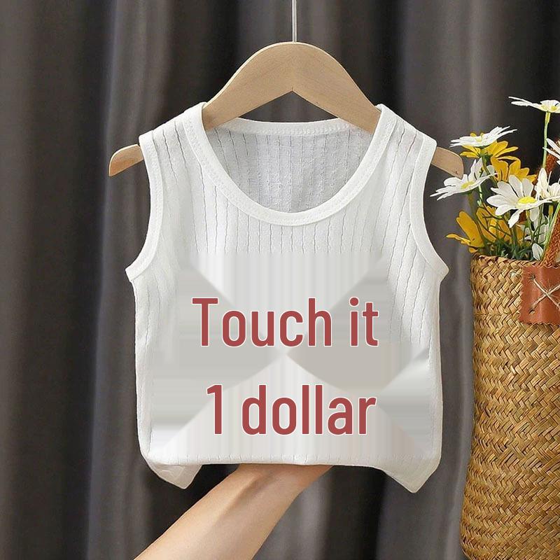 Children's Sleeveless Cotton Base Layer T-Shirt - Stylish White Vest for Boys and Girls