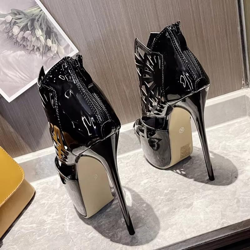 Spring Autumn Solid Round Toe Extreme High Heels Stripper Pole Dance Shoes Fashion Lace Up Women Platform Pumps Size 35-42