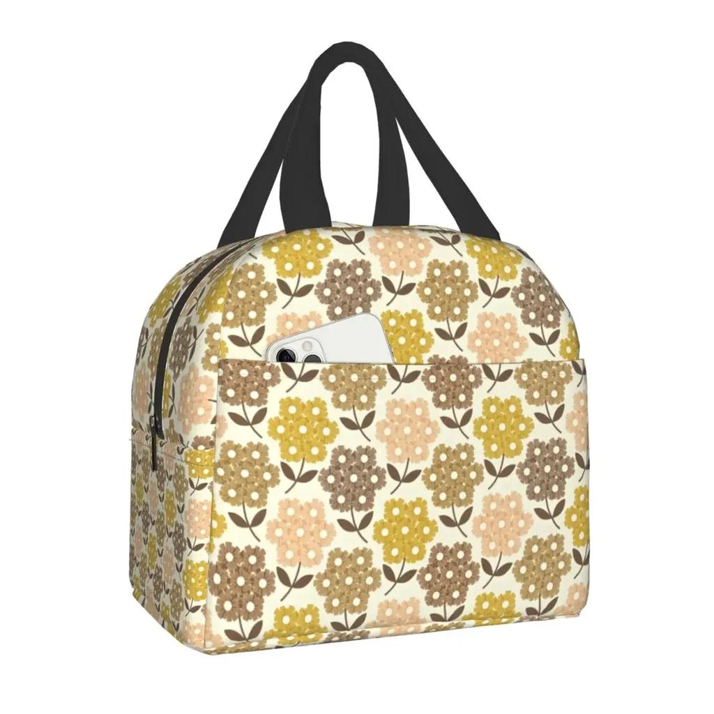 Orla Kiely Multi Stem Thermal Insulated Lunch Bag Scandinavian Flower Portable Lunch Tote for Outdoor Picnic Storage Food Box