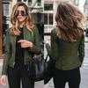 Autumn Winter Stand Collar Casual Fashion PU Leather Coat Women Street Style Solid Color Zipper Cardigan Outwear Top