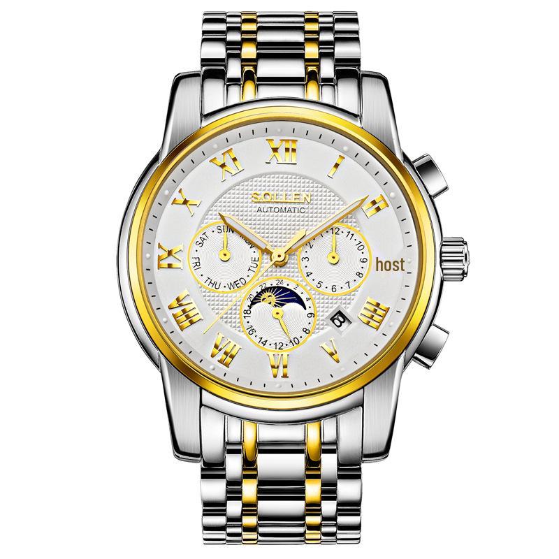 SOLLEN Solon Men's Automatic Scratch-Resistant Steel Band Watch - Fashion Business Design