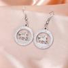 Cool Running Horse Drop Earrings Women Stainless Steel Clear Zircon Round Earrings Gold Animal Jewelry Gift